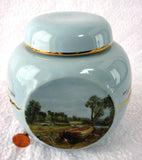 Blue Tea Caddy Canister Twinings Constable Paintings Ceramic 1970s