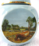 Blue Tea Caddy Canister Twinings Constable Paintings Ceramic 1970s