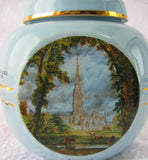 Blue Tea Caddy Canister Twinings Constable Paintings Ceramic 1970s