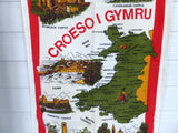 Tea Towel England Welcome To Wales Vintage Welsh 1970s Souvenir