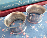 Wallace Baroque Pair Silver Plate Napkin Rings Boxed Repousse Floral 1970s