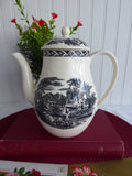 Coffee Pot Wedgwood Lugano Black Transferware 1970s Afternoon Tea 1950s Tall Teapot