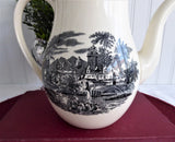 Coffee Pot Wedgwood Lugano Black Transferware 1970s Afternoon Tea 1950s Tall Teapot