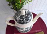 Coffee Pot Wedgwood Lugano Black Transferware 1970s Afternoon Tea 1950s Tall Teapot