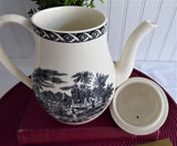 Coffee Pot Wedgwood Lugano Black Transferware 1970s Afternoon Tea 1950s Tall Teapot