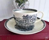 Wedgwood Cup And Saucer Lugano Black Transferware Italian Scene 1970s