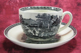 Wedgwood Cup And Saucer Lugano Black Transferware Italian Scene 1970s