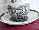 Wedgwood Cup And Saucer Lugano Black Transferware Italian Scene 1970s