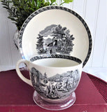 Wedgwood Cup And Saucer Lugano Black Transferware Italian Scene 1970s
