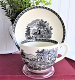 Wedgwood Cup And Saucer Lugano Black Transferware Italian Scene 1970s