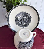 Wedgwood Cup And Saucer Lugano Black Transferware Italian Scene 1970s