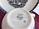 Wedgwood Cup And Saucer Lugano Black Transferware Italian Scene 1970s