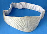 Belt 1970s Disco Satin Beaded Belt White Sunrise Adjustable Silver Crystal Beads