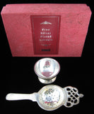 Silver Tea Strainer And Under Bowl Mint In Box Vintage Viners England 1970s