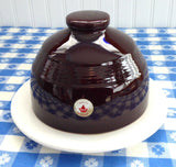 Tweedware Canada Cheese Dome Cheese Server Ceramic Cloche Original Sticker 1970s
