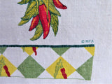 Chili Peppers Linen Tea Towel 1970s Dish Towel Culinary Kitchen Southwest MFA