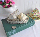 Chubby Birds In Basket Silverplated Salt and Pepper 1970s Charming Cruet Set