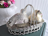 Chubby Birds In Basket Silverplated Salt and Pepper 1970s Charming Cruet Set