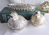 Chubby Birds In Basket Silverplated Salt and Pepper 1970s Charming Cruet Set