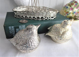 Chubby Birds In Basket Silverplated Salt and Pepper 1970s Charming Cruet Set