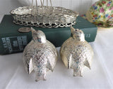 Chubby Birds In Basket Silverplated Salt and Pepper 1970s Charming Cruet Set