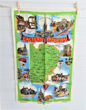 English Dish Towel Eastern Panorama Tea Towel 1950s Linen Sussex Suffolk Norfolk