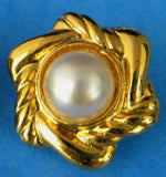 Earrings Gold Plated Swirl Faux Pearl Clips 1970s Fashion Comfort Backs