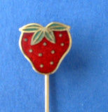 Stick Pin Strawberry Enamel Vintage Red And Gold 1970s Lapel Pin Brooch