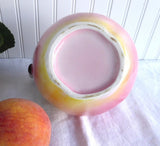 Figural Ripe Peach Pitcher Twig Handle Ceramic Jug Large Round 1970s Iced Tea