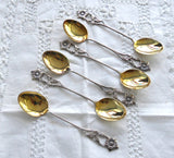 Teaspoons Coffee Spoons Flower Filigree Boxed Set Of 6 1950s Gold Washed