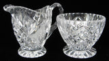 Lead Crystal Cream And Sugar Mitre Cut Fans Silver Point 1970s Sugar And Creamer