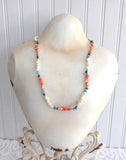 Necklace Turquoise Hematite Pearls Semi Precious Beads Dyed Shell 1970s Artisan