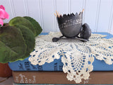 Pewter Toothpick Holder Chick Egg Wishbone Victorian Copy 1970s Best Wishes Tooth Pick Holder