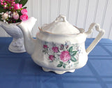Pink Roses Teapot Large Arthur Wood 1970s 24 Ounces Fancy Shape