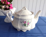 Pink Roses Teapot Large Arthur Wood 1970s 24 Ounces Fancy Shape