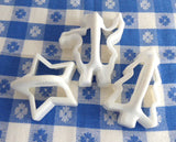 Christmas Cookie Cutters 3 White Plastic Santa Star Tree 1970s