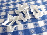 Christmas Cookie Cutters 3 White Plastic Santa Star Tree 1970s