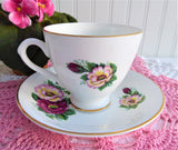 Roses Pink Maroon Cup And Saucer 1970s English Bone China Royal Dover