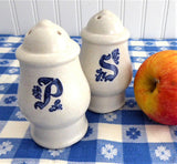 Pfaltzgraff USA Yorktowne Salt And Pepper Shakers Vintage Blue And White 1970s