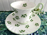 Pretty Shamrock Cup And Saucer 1970s English Bone China Royal Dover