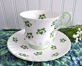 Pretty Shamrock Cup And Saucer 1970s English Bone China Royal Dover