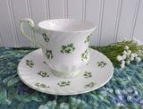 Pretty Shamrock Cup And Saucer 1970s English Bone China Royal Dover