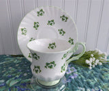 Pretty Shamrock Cup And Saucer 1970s English Bone China Royal Dover