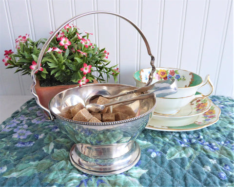 Vintage Silver Candy Bowl Sugar Basket 1970s Tea Party Calling Cards Candy Bowl