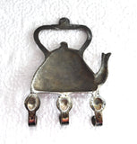 English Silver Plate Tea Kettle Wall Hooks Potholder Hook Plaque Tea Decor