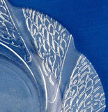 Handled Cake Plate With Handle Tidbit Server Clear Swirled Glass Petit Fours 1970s