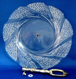 Handled Cake Plate With Handle Tidbit Server Clear Swirled Glass Petit Fours 1970s