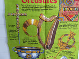 Ireland's Treasures Dish Towel Tea Towel Irish Linen Unused Tara Brooch Ardagh Chalice Green