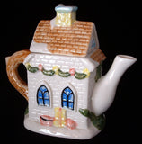 Christmas Teapot Ceramic Church Snow Covered Holiday Santa Holiday Fun 1970s