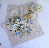 Tea Towel Wildflowers Kay Dee Designs 1970s Natural Linen Artist Signed